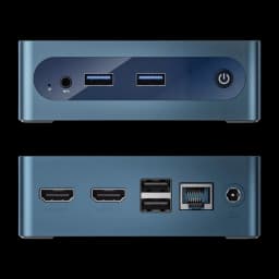 Painel de ligações do BMAX MaxMini B1 Plus com duas portas HDMI e Gigabit Ethernet