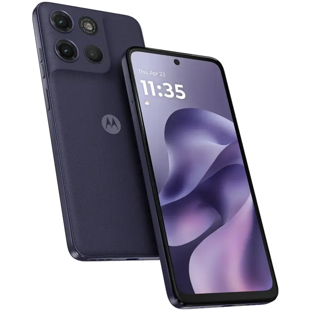 Motorola Moto G17 azul Evening Blue con triple cámara trasera, pantalla FullHD+ con orificio central, acabado mate y bordes curvos elegantes - Ítem