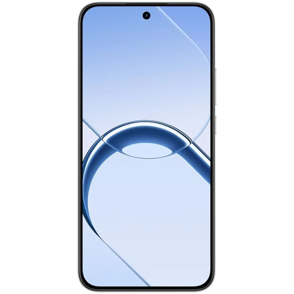 Realme 16 5G branco com traseira perolada, módulo de câmera tripla horizontal e tela AMOLED 120 Hz com furo central; bordas finas e design elegante - Item1