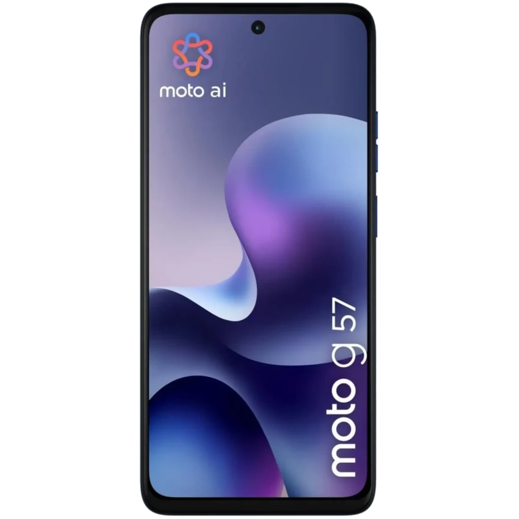 Motorola Moto G57 5G azul com ecrã 120 Hz, orifício central para câmara frontal, módulo traseiro triplo com lentes grandes e acabamento fosco elegante - Item2