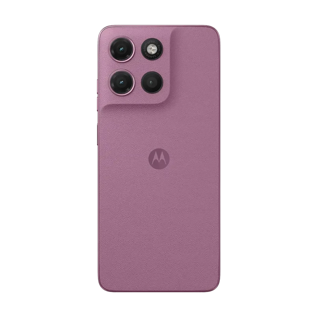 Motorola Moto G17 Bordeaux com traseira texturizada, módulo triplo de câmeras e tela 6,72 polegadas com furo central; bordas finas e acabamento premium - Item2