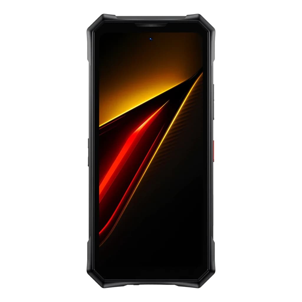Doogee S300 Pro 512GB gris con triple protección, pantalla amplia con bordes reforzados, cuerpo rugerizado y diseño frontal negro con acentos rojos