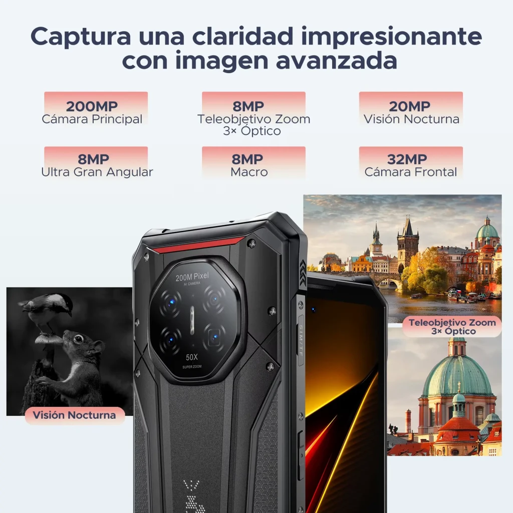 Doogee S300 Plus 1TB negro, móvil rugerizado con cámara de visión nocturna, 12GB RAM, triple cámara trasera 200MP, pantalla robusta con marcos reforzados - Ítem4