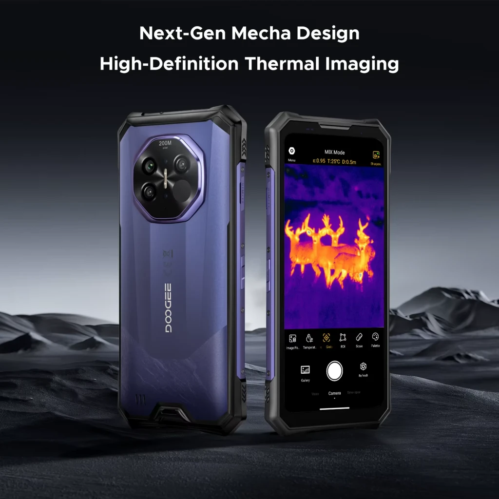 Doogee S300 Plus Thermal noir robuste, double vue avant arrière, grand écran percé, module photo octogonal proéminent, bords renforcés antichoc - Ítem2