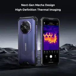 Doogee S300 Plus Thermal 12GB/1TB violet, châssis robuste, triple module photo circulaire, écran affichant imagerie thermique haute définition