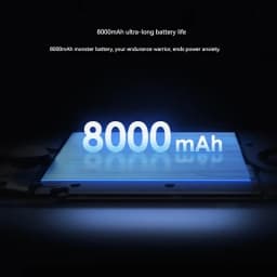 Batterie de 8 000 mAh avec voyant bleu, axée sur une autonomie ultra-longue
