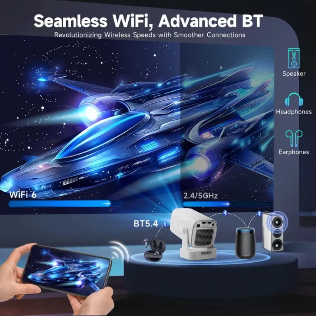 Magcubic HY310 avec Wi-Fi 6 et Bluetooth 5.4, projection nette, compatible avec les haut-parleurs et les écouteurs, design compact et portable