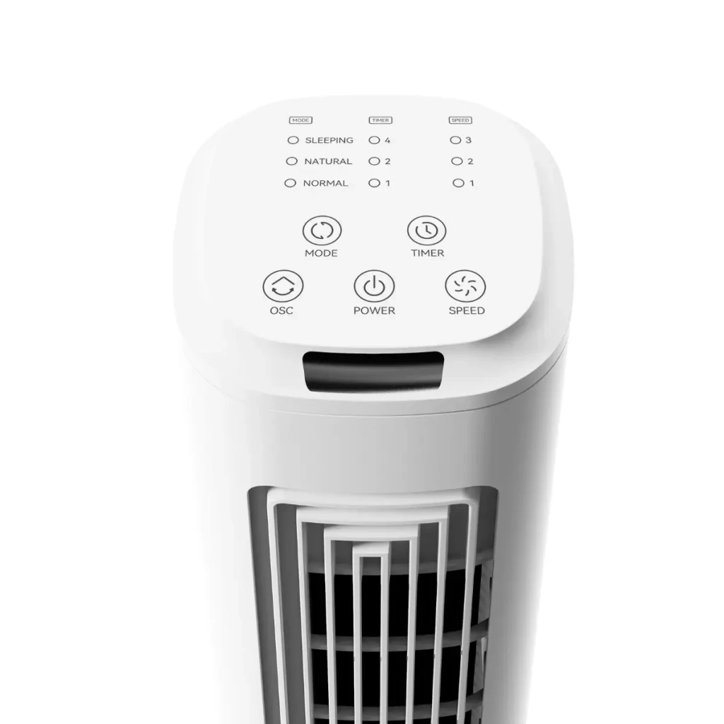 Deerma FD130W 45W ventilador de torre branco, design esguio, grelha frontal alta, base larga e estável, fluxo de ar vertical para ambientes modernos - Item1