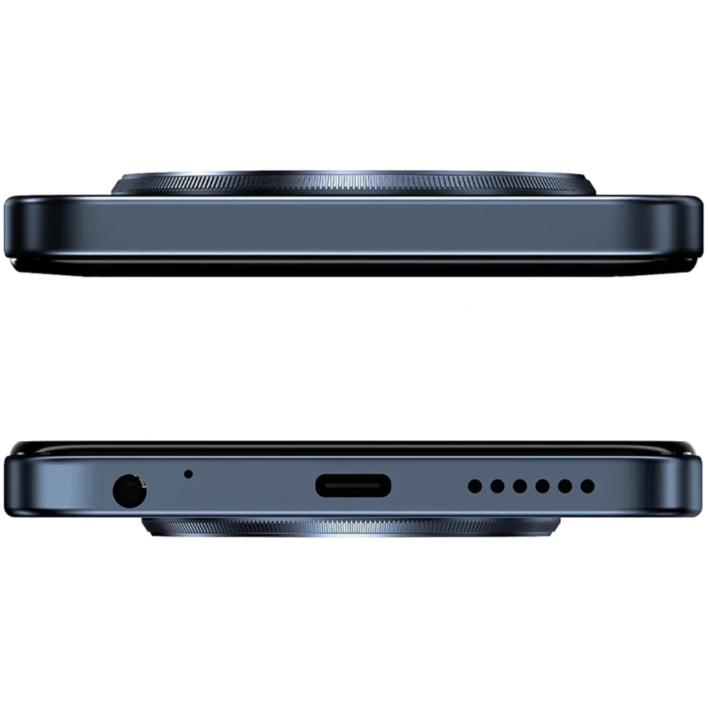 Fossibot S5 Pro negro con pantalla HD+ de 6.88 pulgadas, módulo de cámara circular trasero con 4 lentes y frontal con flor azul vívida en display - Ítem7