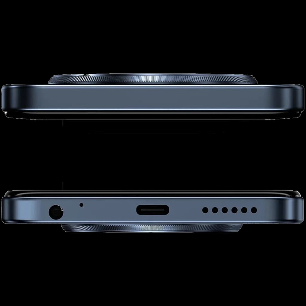 Fossibot S5 Pro 256 Go Noir, cadre métallique fin, module photo proéminent, port USB-C, prise jack 3,5 mm, grilles de haut-parleur, écran 6,88 pouces HD+