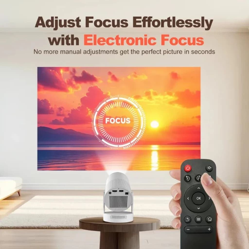 Magcubic HY300 Ultra : projecteur à mise au point électronique, image nette sur grand écran, télécommande et design compact pour une utilisation sur table