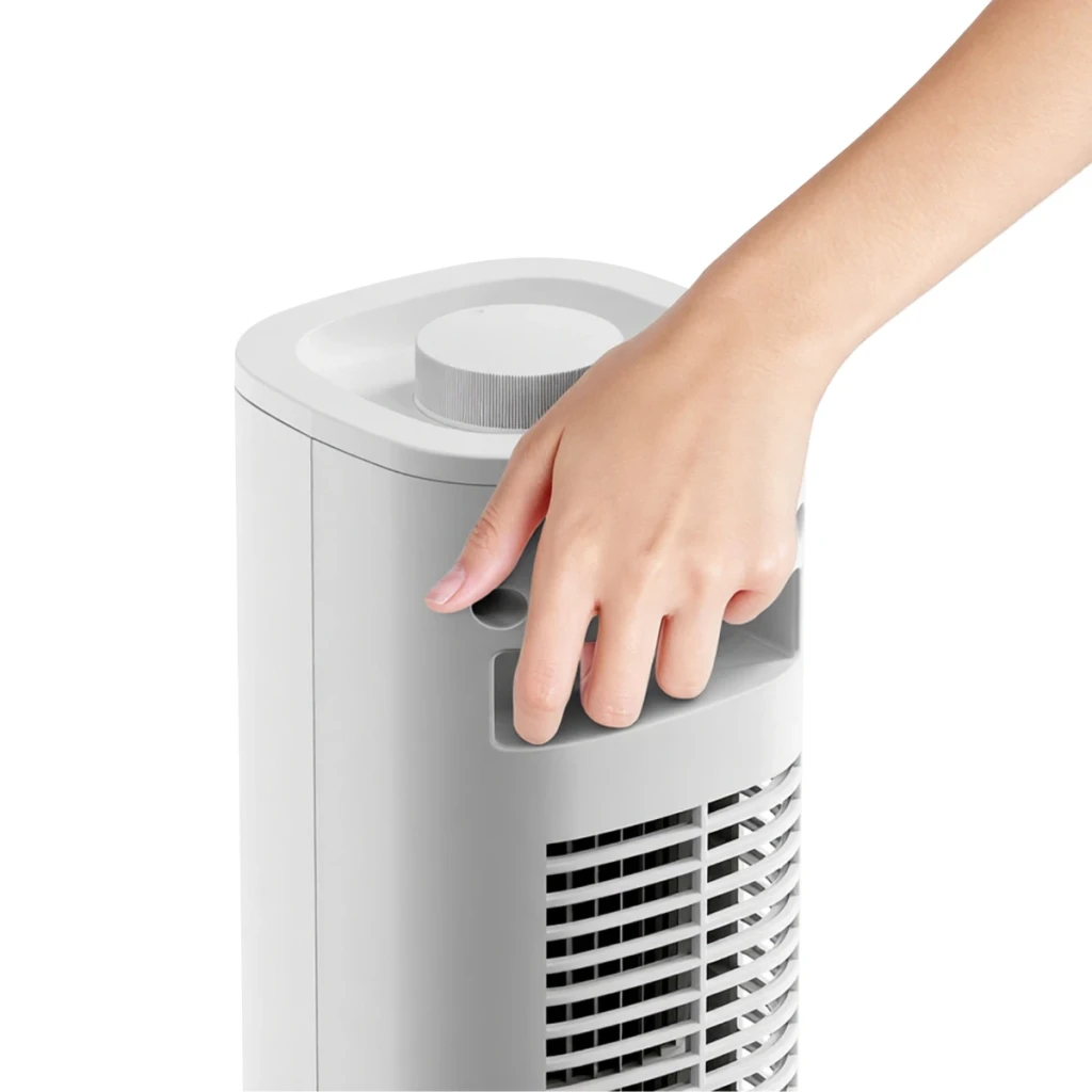 Deerma FD140W - Ventilador de torre branco, design slim e minimalista, grelha frontal longa, base estável e acabamento fosco elegante - Item4