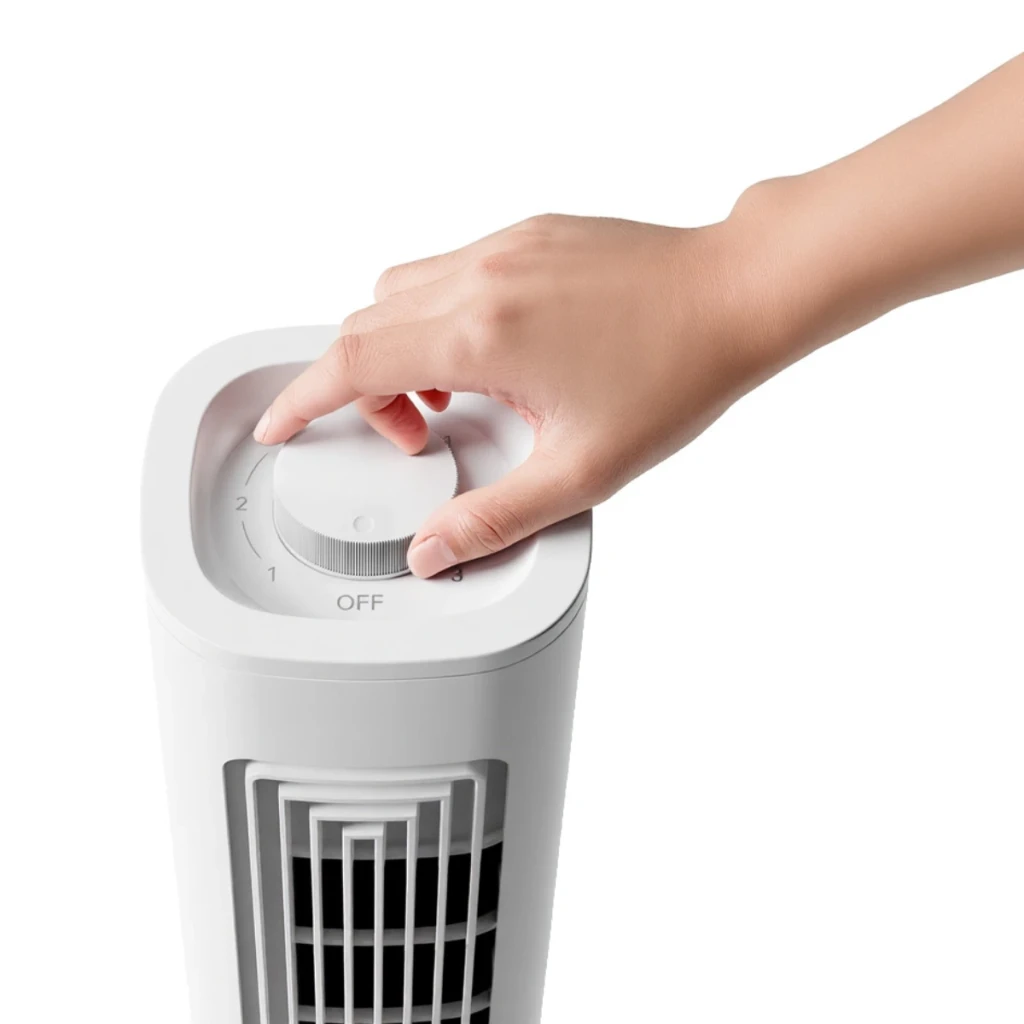Deerma FD140W - Ventilador de torre branco, design slim e minimalista, grelha frontal longa, base estável e acabamento fosco elegante - Item3