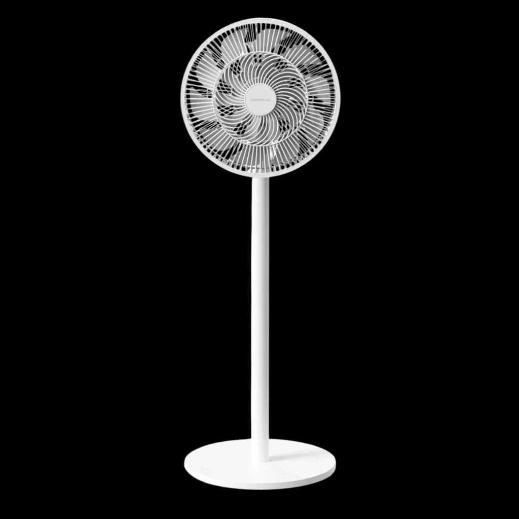 Deerma FD13W - Ventilador de pé branco, design minimalista, grade espiral, altura ajustável e base redonda estável para ventilação silenciosa