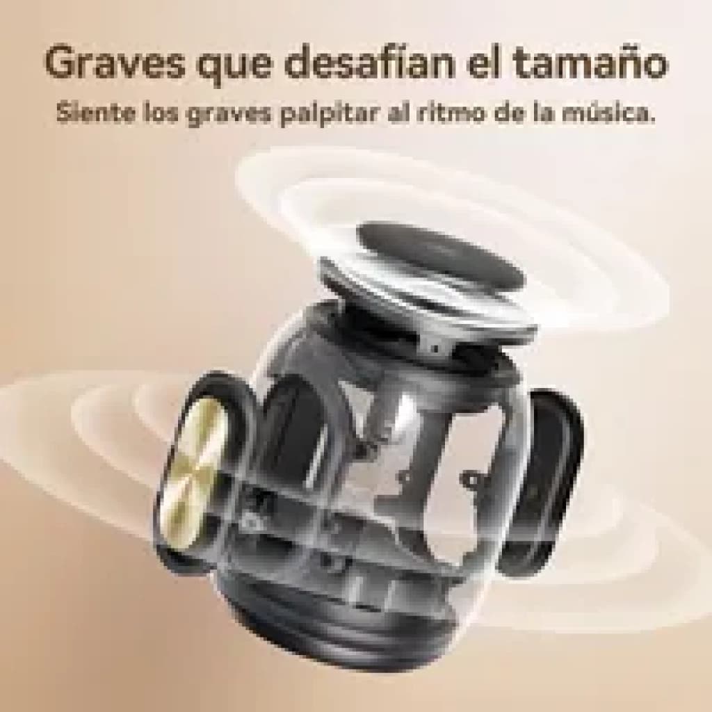 Tronsmart T8 Mini 16 W IPX7 Blue enceinte compacte bleue avec radiateurs passifs latéraux, haut-parleur supérieur et design transparent montrant