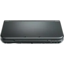 Nintendo 3DS XL grise rénovée en excellent état, coque anthracite lisse, double caméra frontale, ports latéraux visibles, design pliable soigné et compact