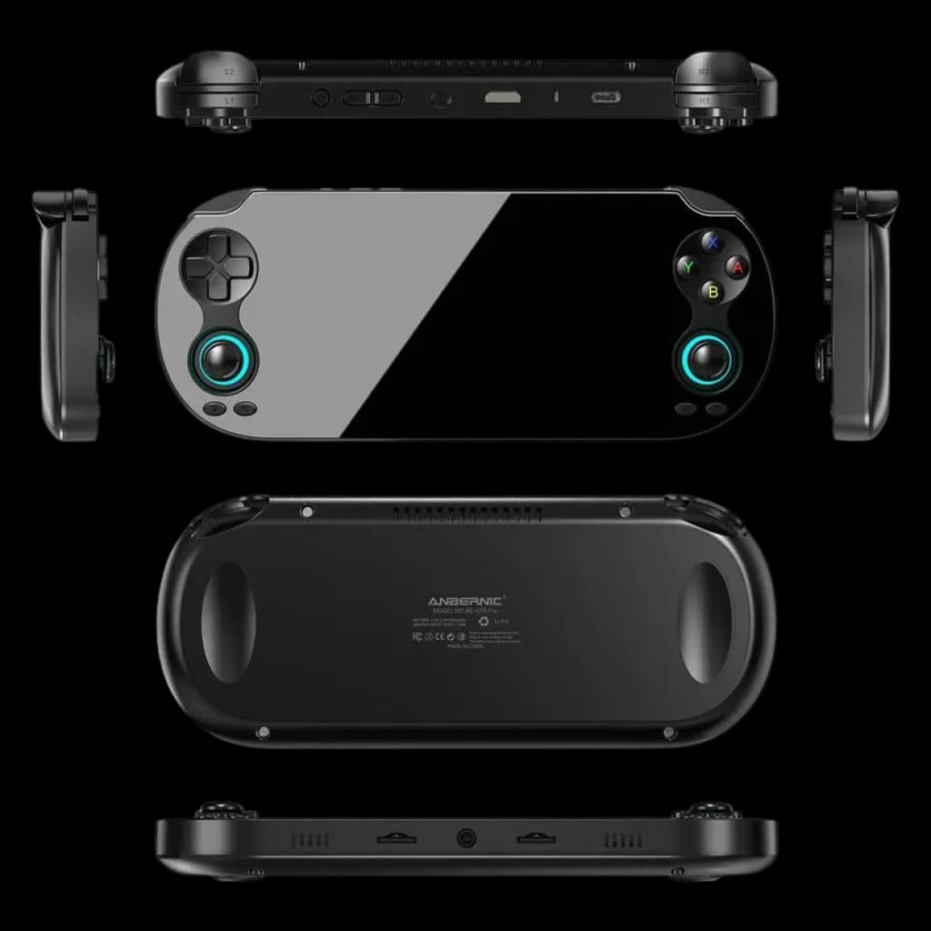 Anbernic RG Vita Pro 4 GB/64 GB Preto com tela ampla, botões iluminados, analógicos duplos, gatilhos ergonômicos e acabamento preto fosco retro portátil