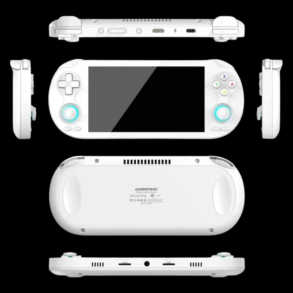 Anbernic RG Vita Pro 4 GB/64 GB Branco, consola retro portátil com ecrã amplo, cruz direcional à esquerda, botões ABXY à direita e dois joysticks