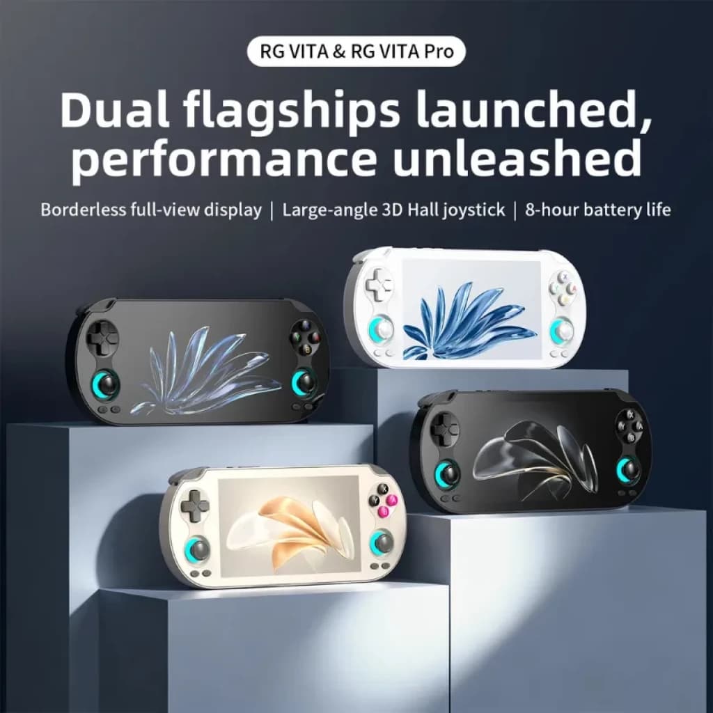 Anbernic RG Vita Pro 4 GB/64 GB Branco, consola retro portátil com ecrã sem bordas, joysticks 3D Hall, altifalantes frontais e bateria com autonomia de 8 horas