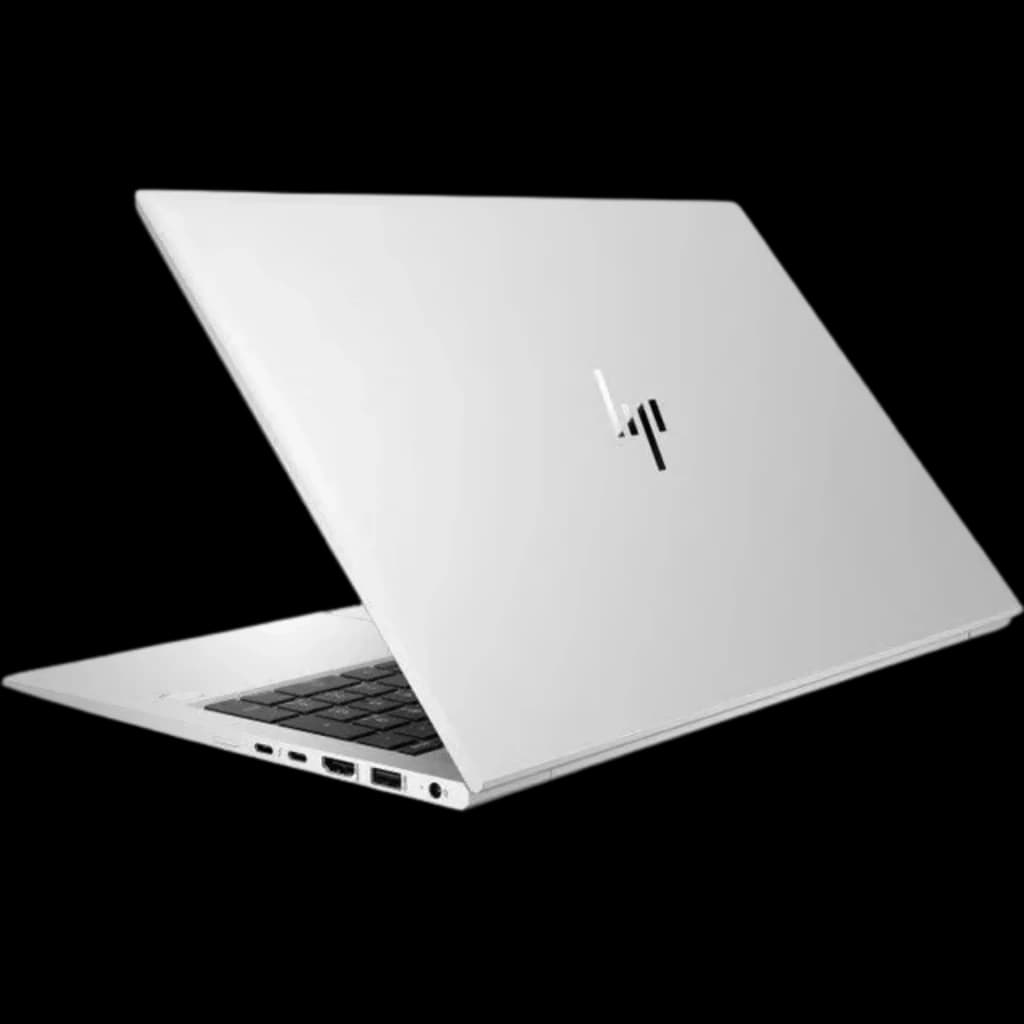 HP EliteBook 850 G8 argent, châssis fin, logo HP chromé, écran 15,6 pouces, ports latéraux visibles, clavier QWERTZ, état rénové bon état
