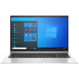 HP EliteBook 850 G8 argent, écran 15,6 pouces bord fin, clavier QWERTZ noir, webcam centrée, large pavé tactile, logo HP sous l écran
