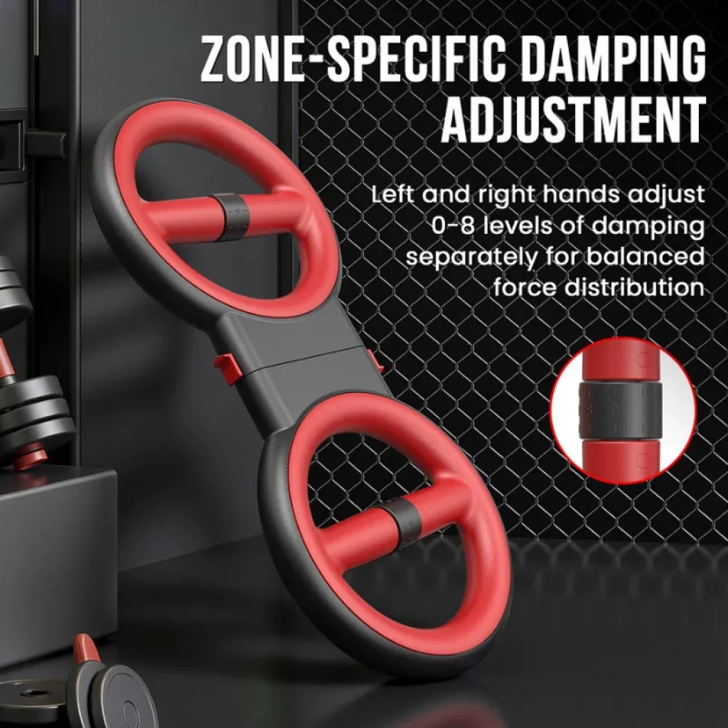 Akluer 3 en 1 : double anneau rouge antidérapant avec poignées, ressorts de résistance réglables pour entraînement bras et poitrine, compact et robuste - Ítem5