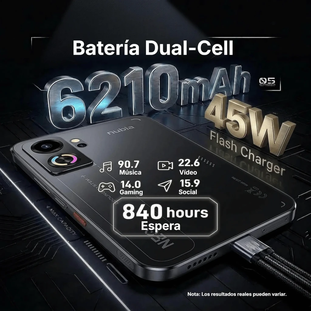 Nubia Neo 5 GT 256 Go Noir, écran bord à bord avec caméra perforée, module photo arrière double, accents lumineux gaming, 8 Go RAM, 550 Hz, 5G - Ítem6