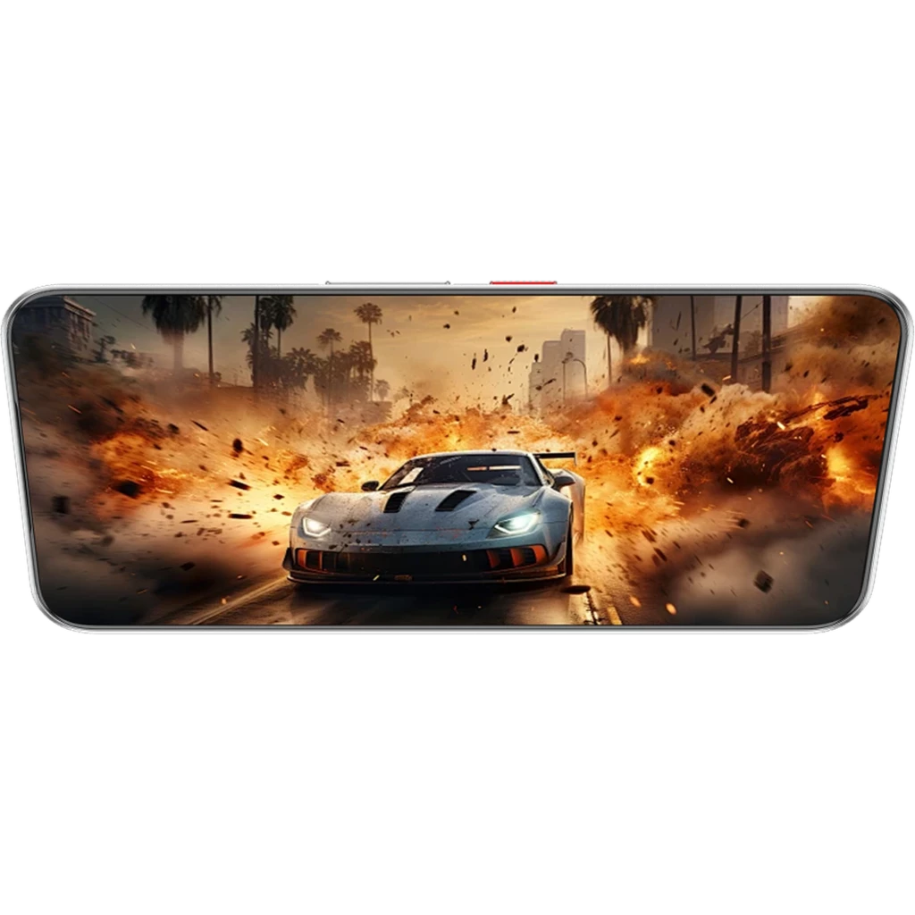 Nubia Neo 5 GT noir avec dos texturé, module photo triple, accents LED bleus, écran bord à bord perforé et gâchettes latérales rouges pour le gaming - Ítem4