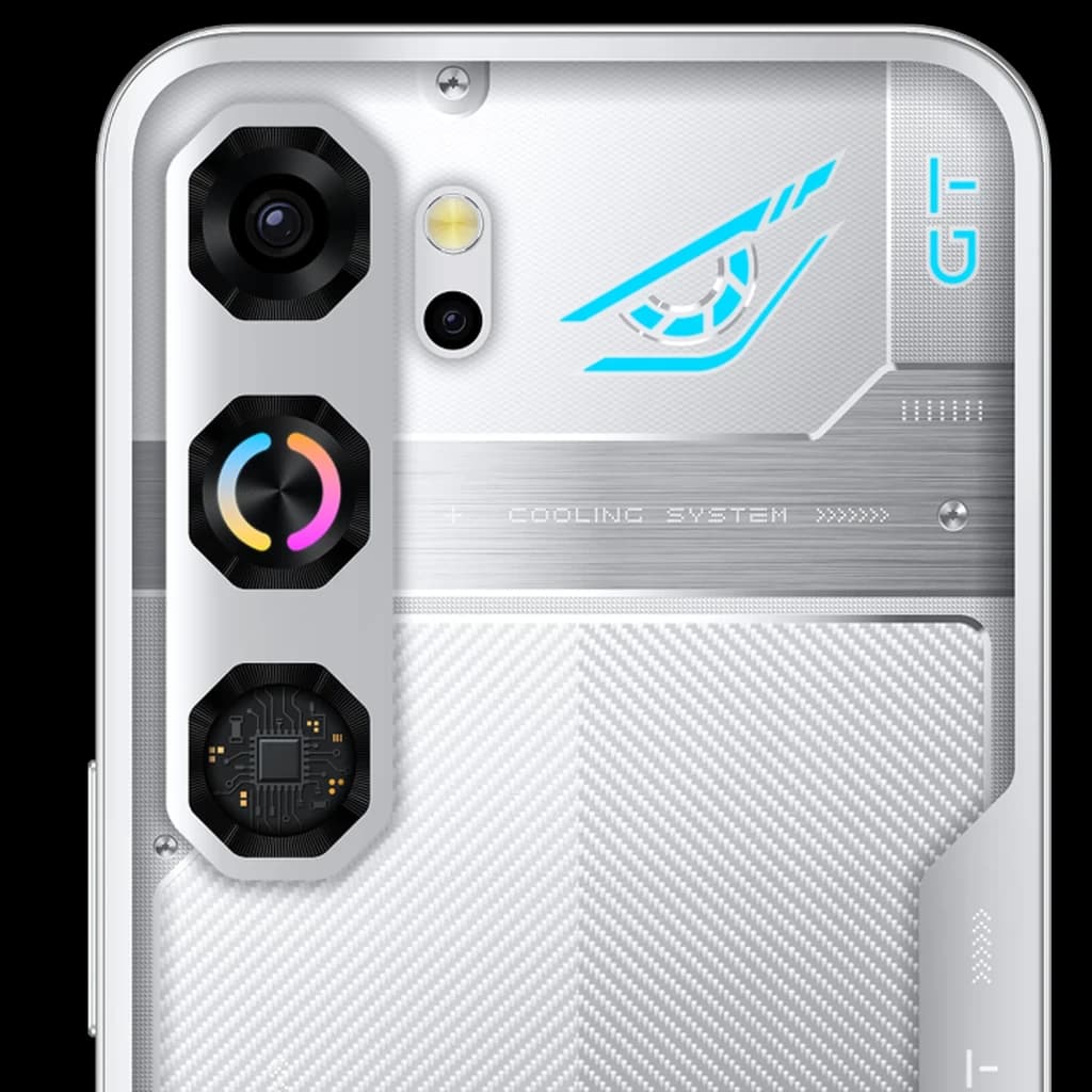 Nubia Neo 5 GT prata com traseira futurista, módulo triplo de câmeras hexagonais, LED RGB, detalhe azul GT e textura metálica com sistema de refrigeração