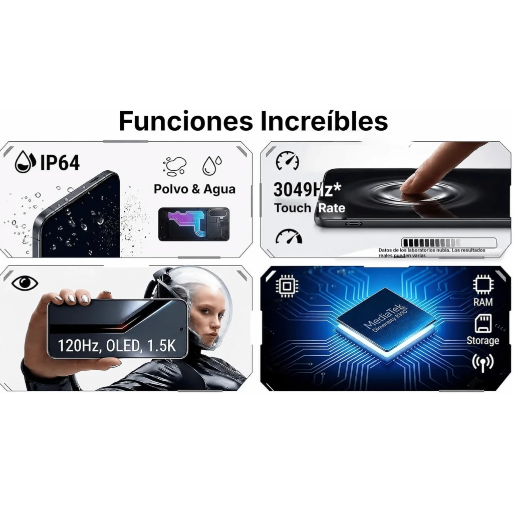 Nubia Neo 5 GT 5G noir avec écran percé, reflets RGB, module photo double, refroidissement puissant et gâchettes gaming Neo Triggers 5.0, 12 Go, 512 Go - Ítem3
