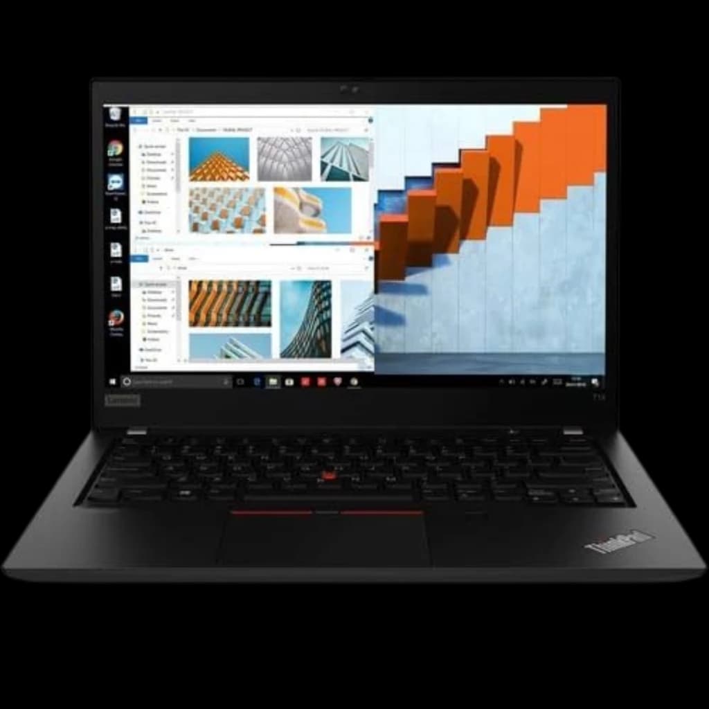 Ordinateur portable Lenovo ThinkPad T14 14 pouces noir, écran mat bord fin, clavier AZERTY rétroéclairé avec TrackPoint rouge, webcam et logo ThinkPad