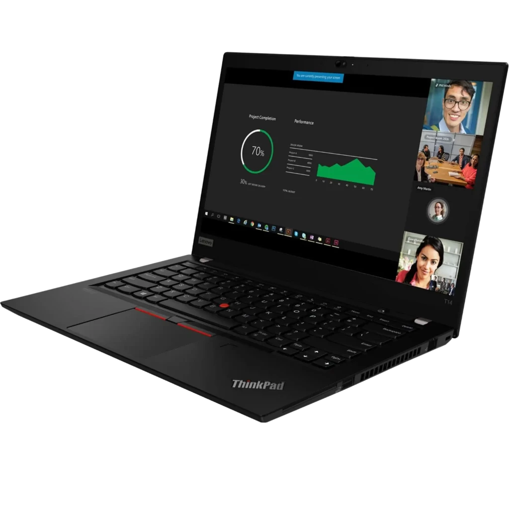 Notebook Lenovo Thinkpad T14 Gen 1 14 pol tela antirreflexo, teclado preto com trackpoint vermelho, corpo robusto preto, estado renovado excelente - Item1