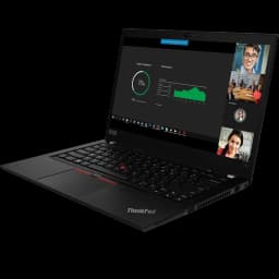 Lenovo ThinkPad T14 Gen 1 14 pouces noir, écran mat ouvert avec webcam, clavier rétroéclairé et TrackPoint rouge, châssis fin professionnel