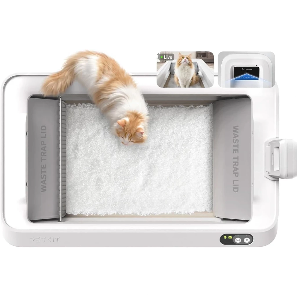 PETKIT Purobot Crystal Duo IA con Cubierta, arenero autolimpiable blanco con entrada frontal, panel de control digital y app móvil para monitoreo - Ítem1