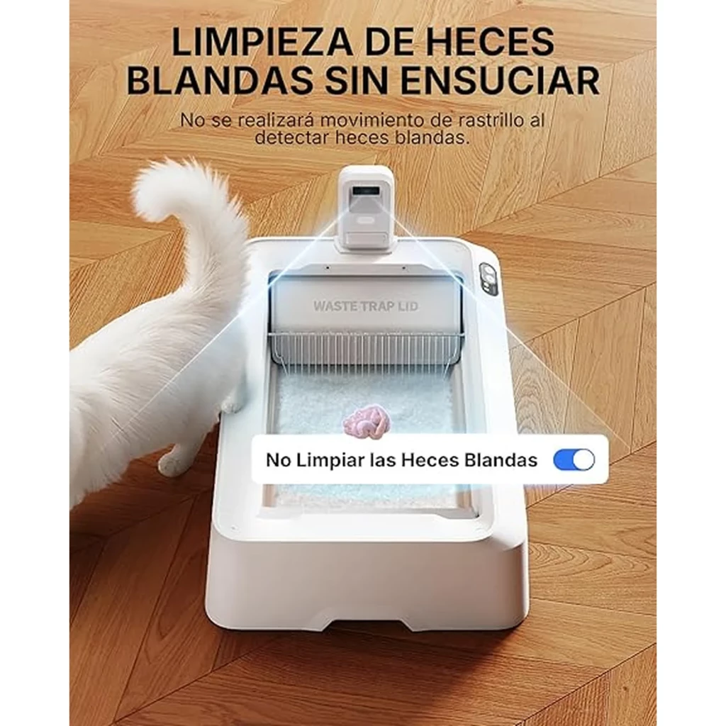 PETKIT Purobot Crystal Duo IA con Cubierta, arenero autolimpiable blanco con entrada frontal, panel de control digital y app móvil para monitoreo - Ítem7