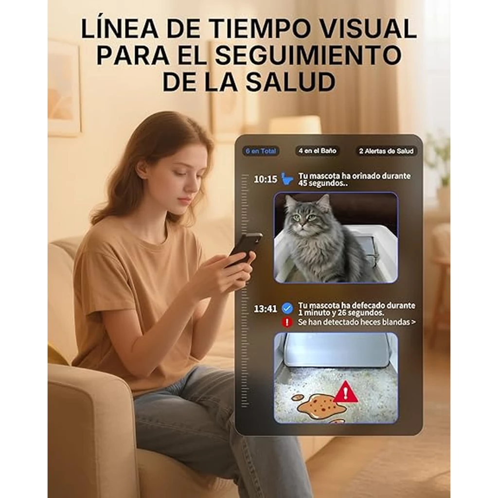 PETKIT Purobot Crystal Duo IA con Cubierta, arenero autolimpiable blanco con entrada frontal, panel de control digital y app móvil para monitoreo - Ítem5