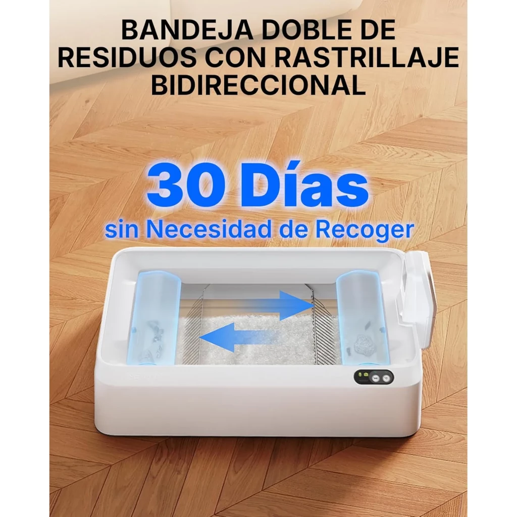 PETKIT Purobot Crystal Duo IA con Cubierta, arenero autolimpiable blanco con entrada frontal, panel de control digital y app móvil para monitoreo - Ítem8