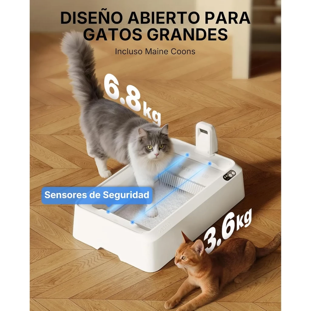 PETKIT Purobot Crystal Duo IA con Cubierta, arenero autolimpiable blanco con entrada frontal, panel de control digital y app móvil para monitoreo - Ítem9