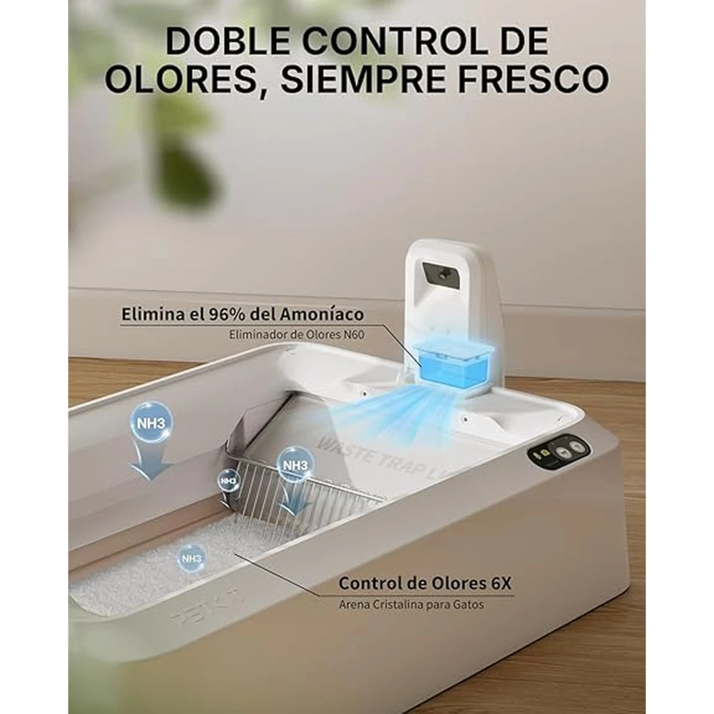 PETKIT Purobot Crystal Duo IA con Cubierta, arenero autolimpiable blanco con entrada frontal, panel de control digital y app móvil para monitoreo - Ítem6