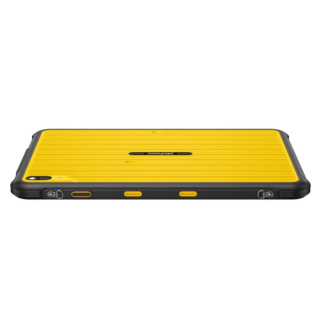 Ulefone RugKing Pad 2 Pro noir et jaune robuste, dos texturé antichoc, caméra arrière 48 Mpx, ports latéraux visibles, finitions renforcées