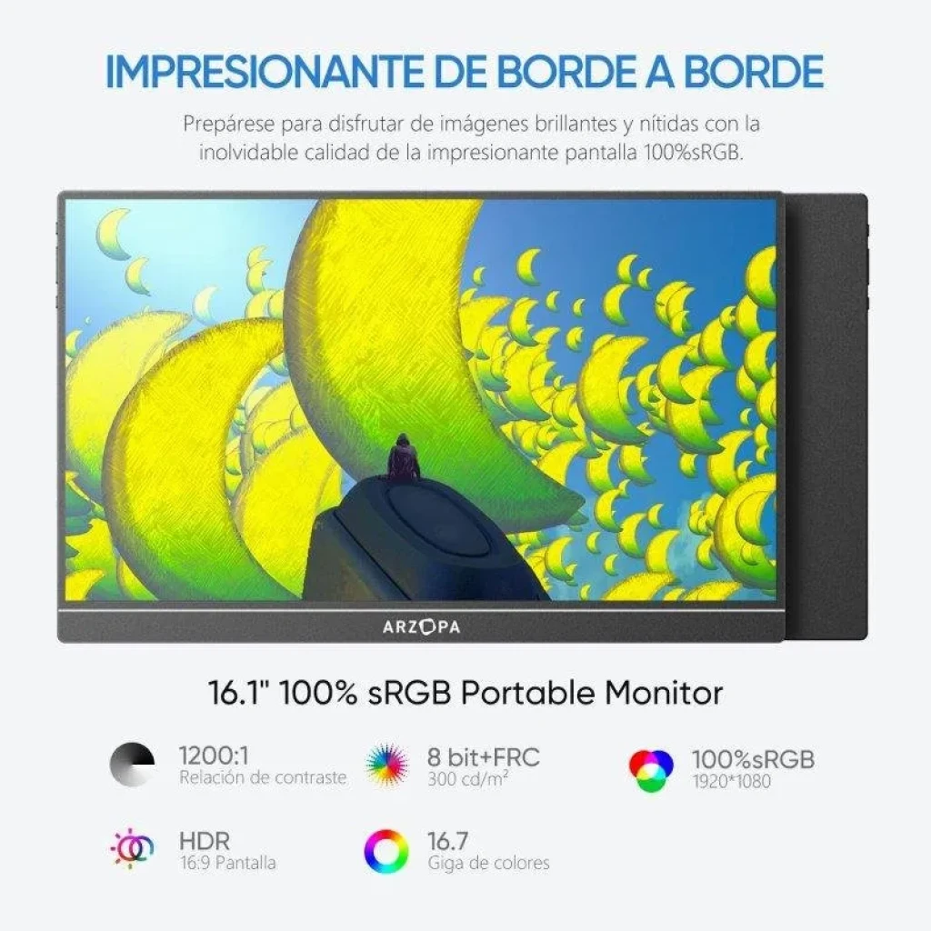Monitor portátil Arzopa Z1C de 16,1 polegadas com ecrã IPS FHD e cores vivas - Item1