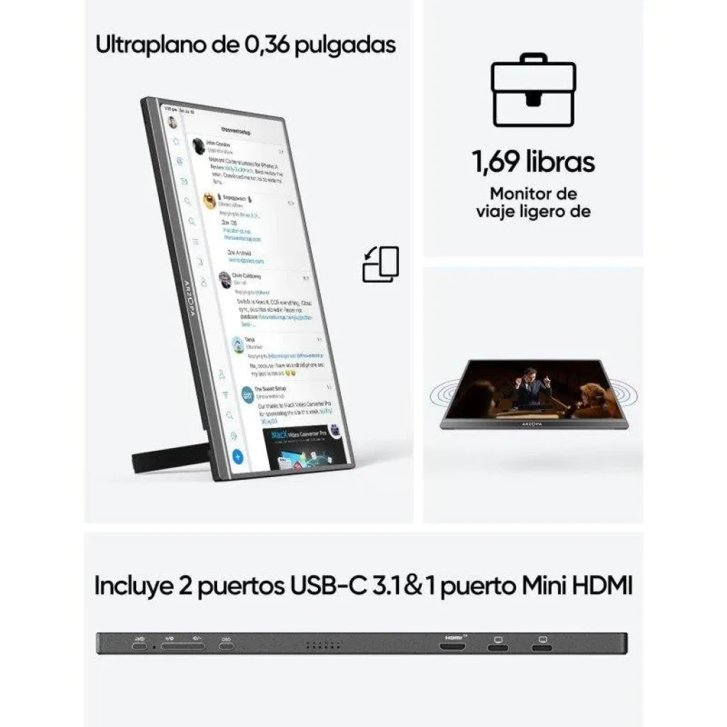 Monitor portátil Arzopa Z1C de 16,1 polegadas com ecrã IPS FHD e cores vivas - Item5