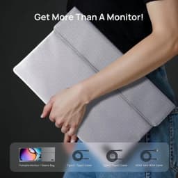 Arzopa Z3FC 16,1 QHD 180Hz con funda gris; diseño portátil y delgado. Incluye cables Type C a Type C, Type C a Type A y HDMI a Mini HDMI