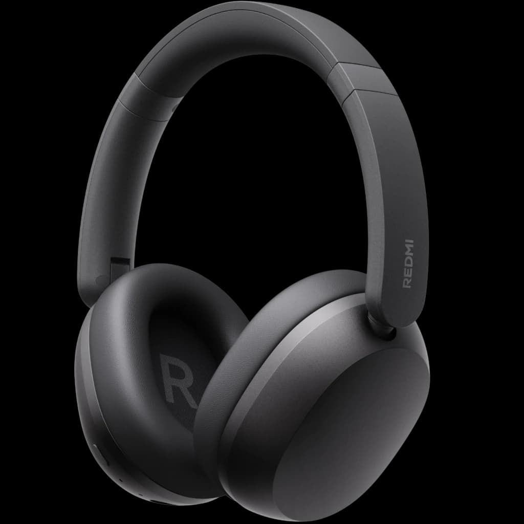 Auscultadores Redmi Headphones Neo em Preto , design over-ear elegante, almofadas macias, logotipo R verde, estrutura minimalista e dobradiças discretas