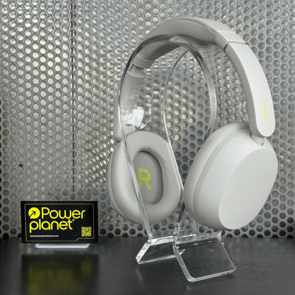 Casque Redmi Neo blanc sable, arceau ajustable, oreillettes ovales rembourrées, logo vert, design épuré circum-aural, commandes discrètes, finition mate - Ítem3