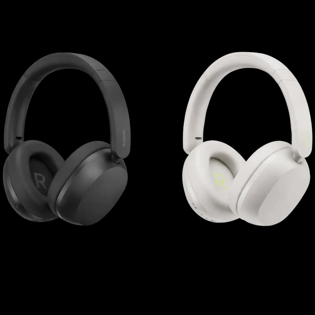Auscultadores Redmi Headphones Neo sem fios, over-ear, preto e branco, design minimalista, almofadas macias, arcos ajustáveis, letras R/L visíveis nos copos