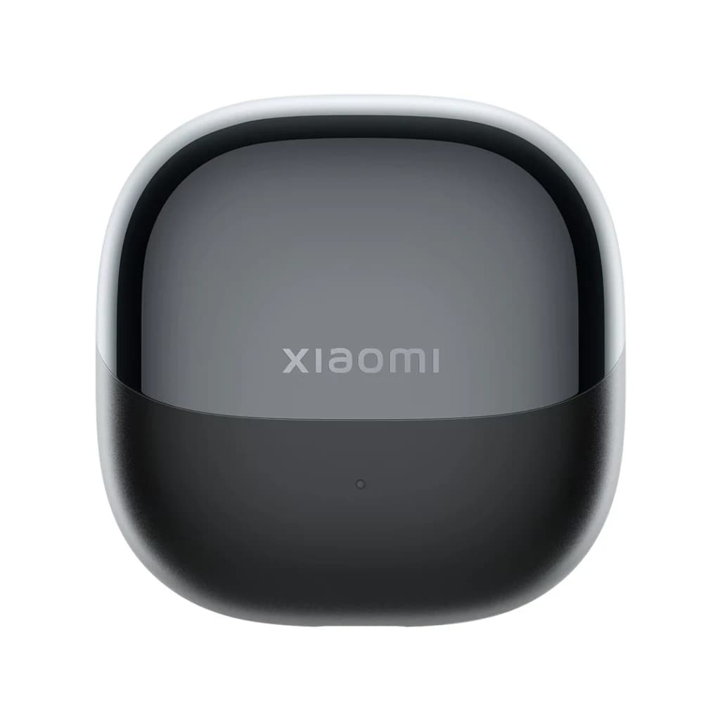 Estuche de carga compacto y brillante en dos tonos gris y negro con logo xiaomi centrado y LED frontal para Auriculares Xiaomi Buds 6 Cancelación de Ruido TWS