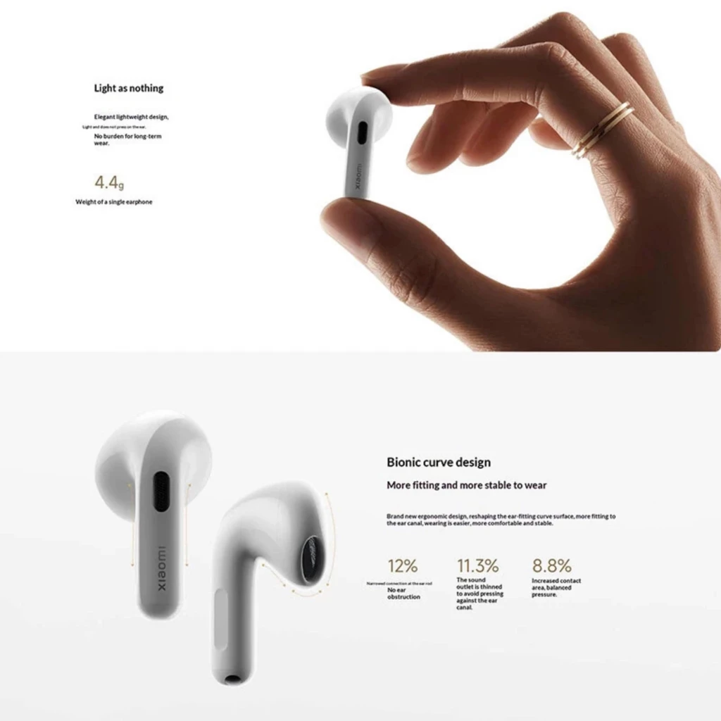 Xiaomi Buds 6 TWS ANC 55 dB LDAC Gris Titane, écouteurs intra-auriculaires noirs brillants dans boîtier de charge mat compact avec LED frontale verte - Ítem3
