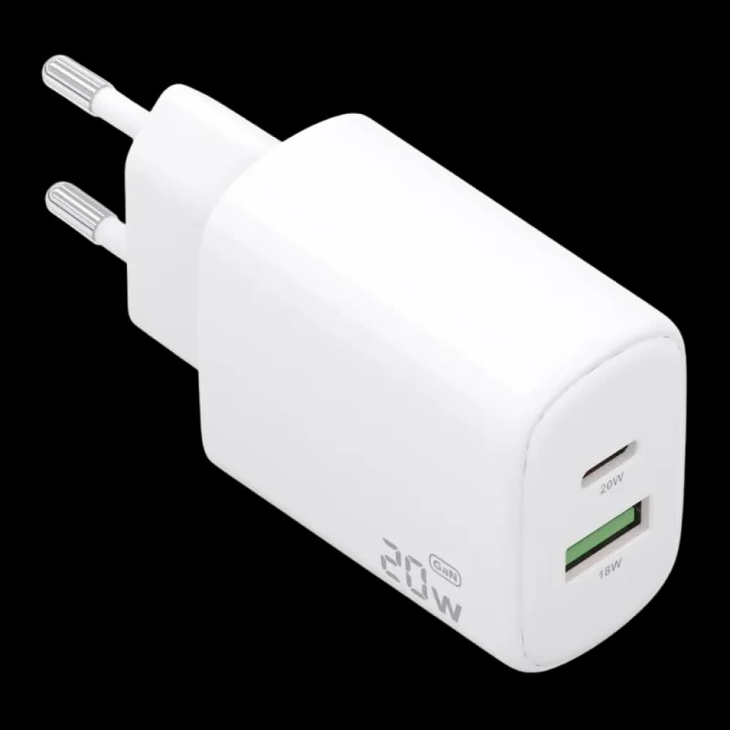 Cargador Aisens GaN A110-0910 20W blanco con puertos duales USB-C y USB-A