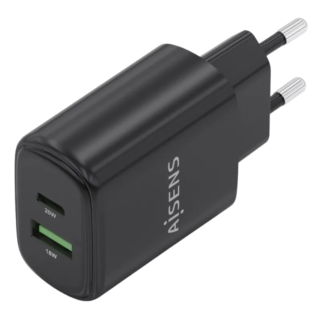 Chargeur Aisens GaN A110-0910 20 W noir avec deux ports USB-C et USB-A - Ítem1